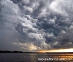 clouds over water, naples florida, bad weather