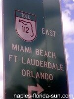 miami sign, east coast florida beaches, road sign to east coast florida beaches
